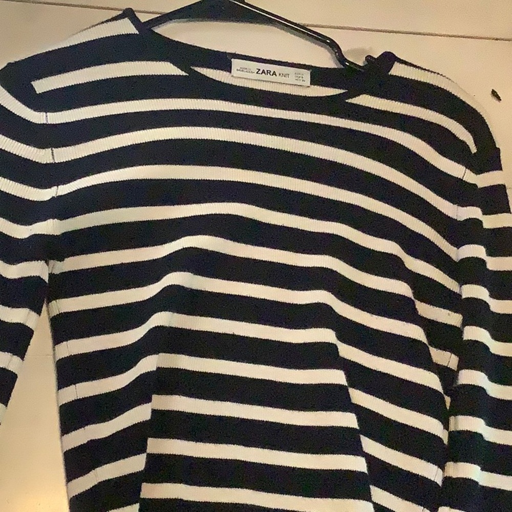 Zara Monochrome Striped Knit Top